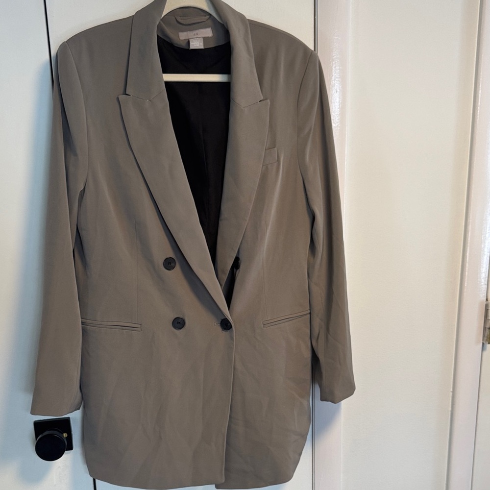 H&M Gray Double-Breasted Blazer